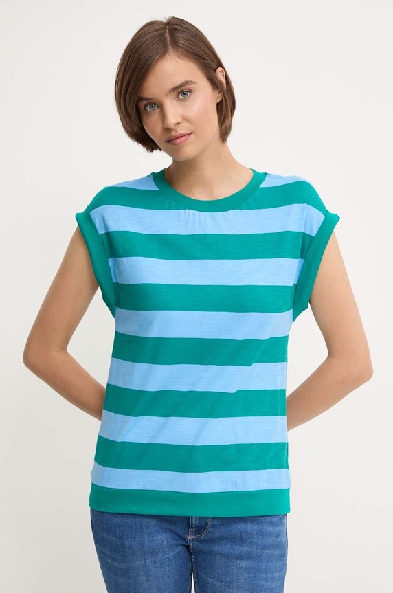 United Colors of Benetton t-shirt bawełniany wzorzyste multicolor 32FXD107K