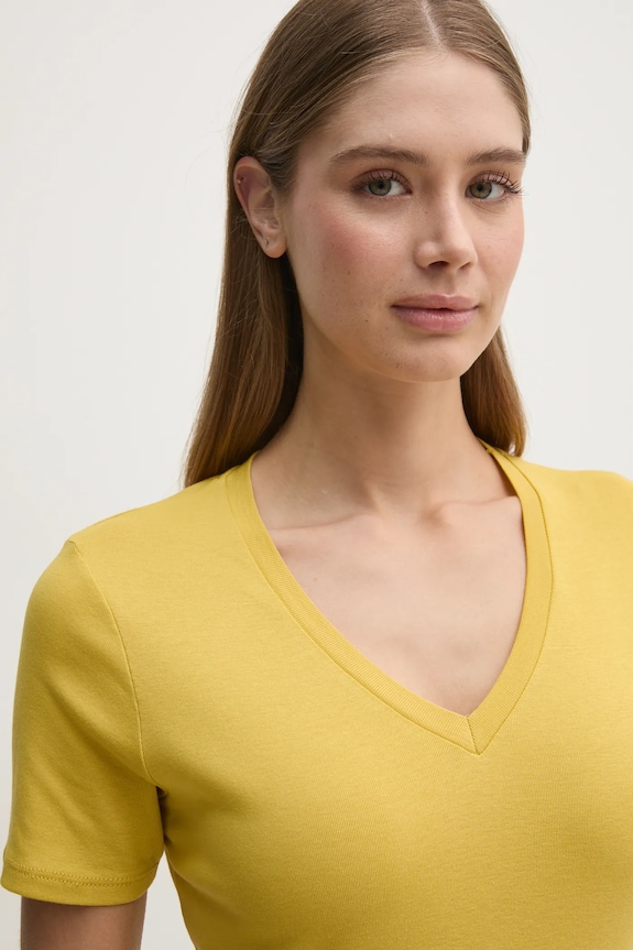 United Colors of Benetton tricou din bumbac galben 3GA2E4230