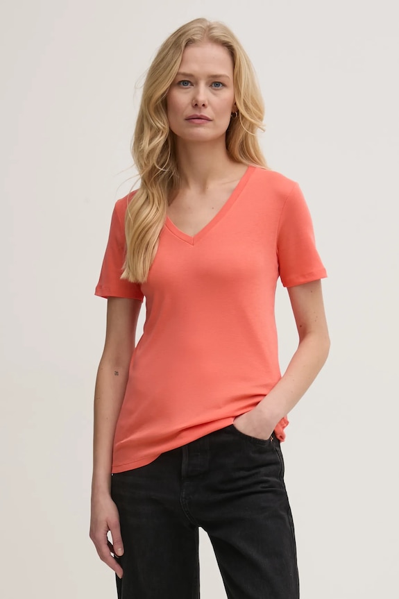 Bavlnené tričko United Colors of Benetton jednofarebný oranžová 3GA2E4230