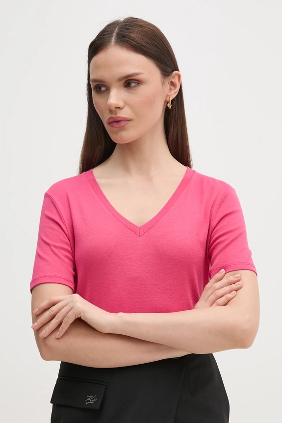 Bavlnené tričko United Colors of Benetton jednofarebný ružová 3GA2E4230