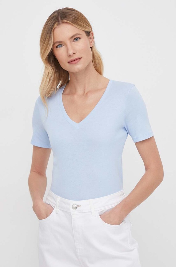 United Colors of Benetton t-shirt bawełniany niebieski 3GA2E4230