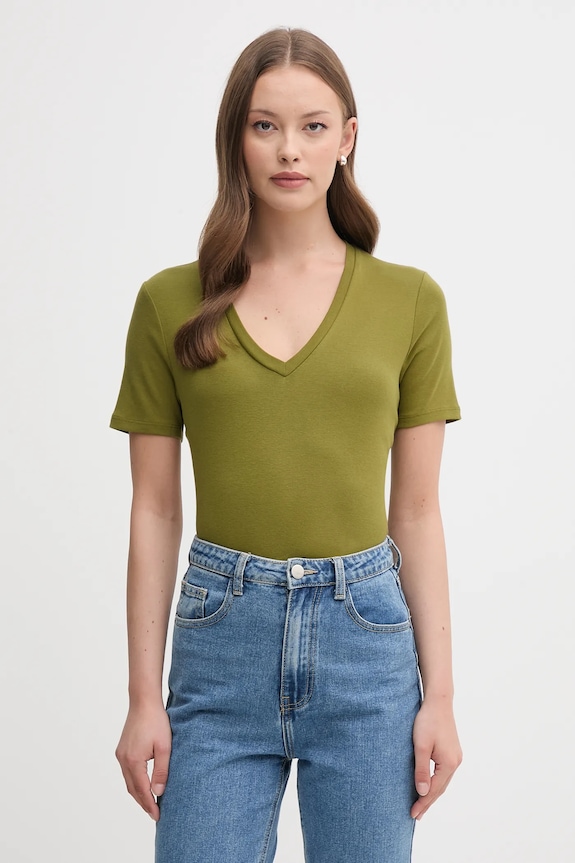 United Colors of Benetton tricou din bumbac uni verde 3GA2E4230