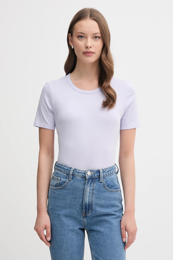 United Colors of Benetton tricou din bumbac uni violet 3GA2E16A0