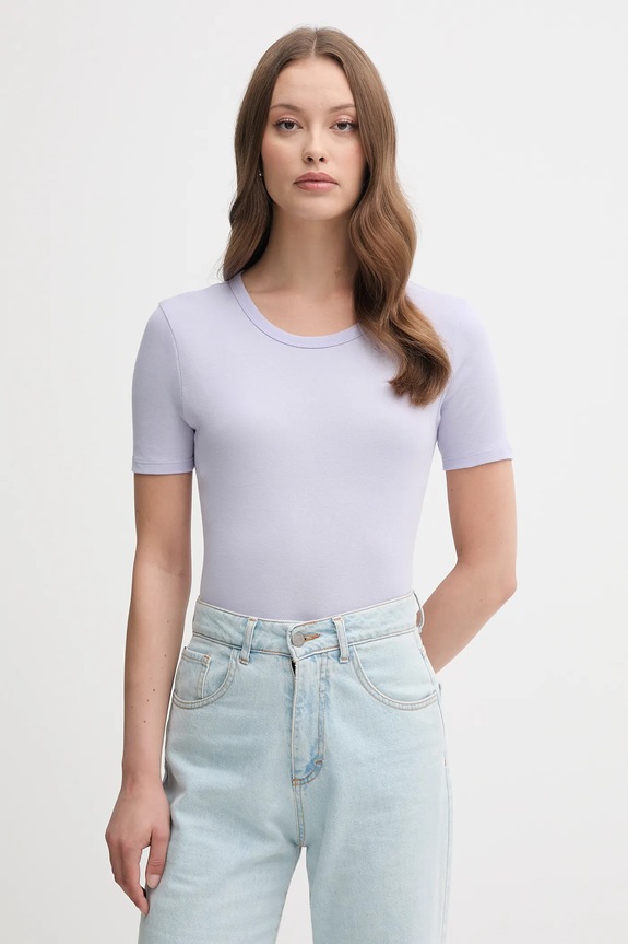 United Colors of Benetton tricou din bumbac uni violet 3GA2E16A0