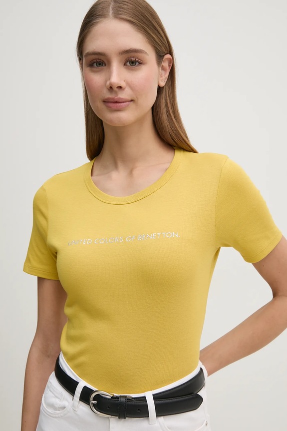 United Colors of Benetton t-shirt in cotone giallo 3GA2E16A2