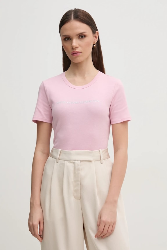 Памучна тениска United Colors of Benetton стандартна розов 3GA2E16A2