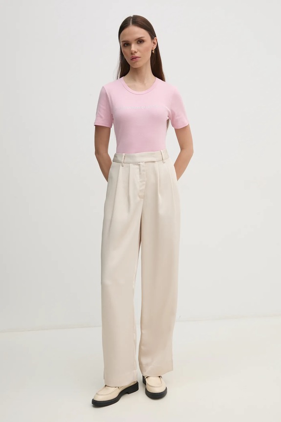 Памучна тениска United Colors of Benetton 3GA2E16A2 розов AW25