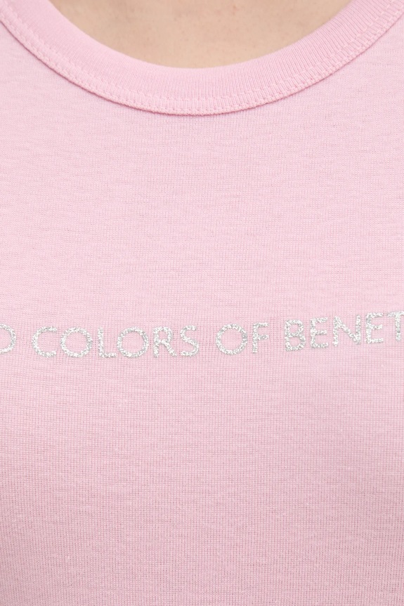 Памучна тениска United Colors of Benetton 3GA2E16A2 розов