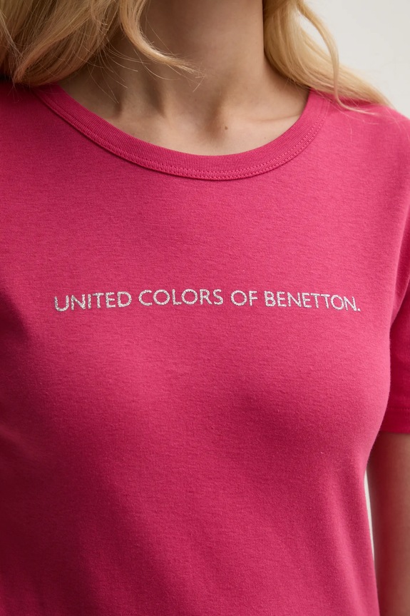 Pamučna majica United Colors of Benetton 3GA2E16A2 roza