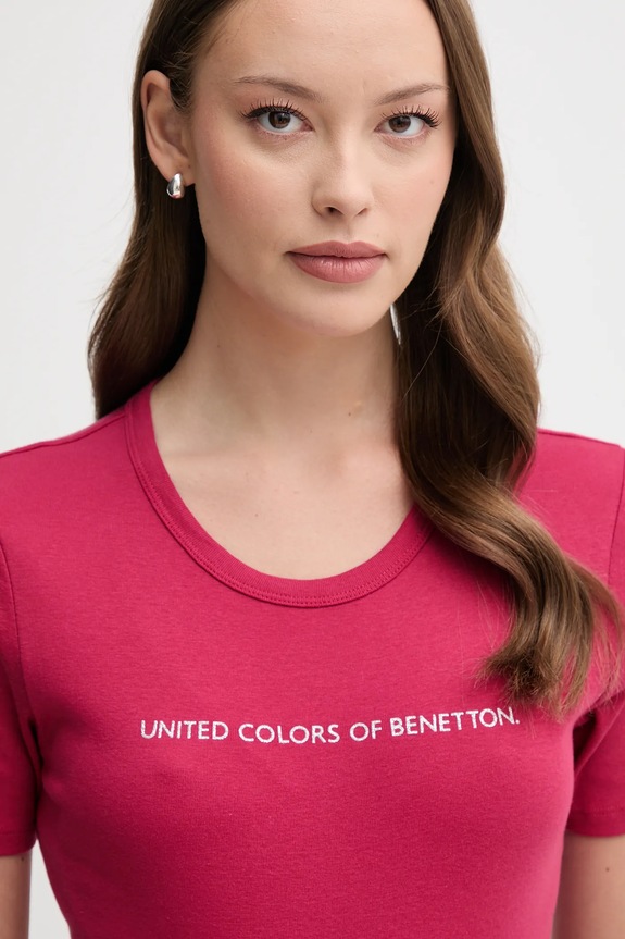 Bavlnené tričko United Colors of Benetton ružová 3GA2E16A2