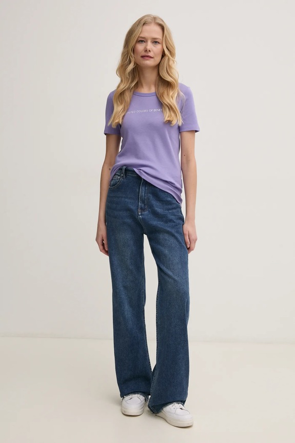 Bavlnené tričko United Colors of Benetton 3GA2E16A2 fialová AW25