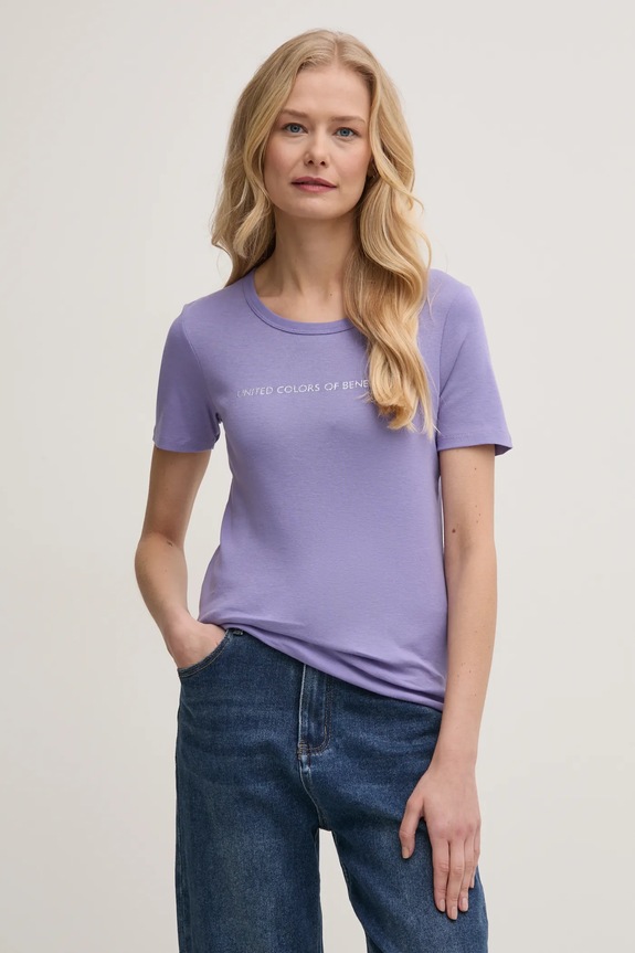 Bavlnené tričko United Colors of Benetton fialová 3GA2E16A2