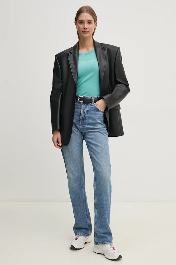 Bavlněné tričko United Colors of Benetton 3GA2E16A2 tyrkysová AW25