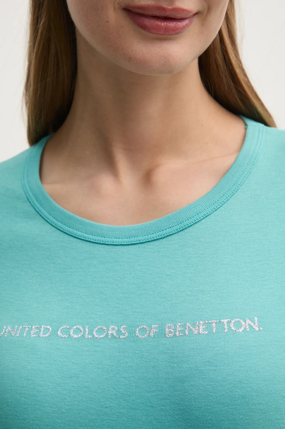 Bavlněné tričko United Colors of Benetton 3GA2E16A2 tyrkysová