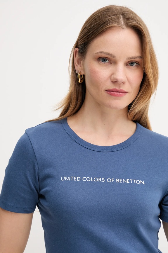 United Colors of Benetton t-shirt bawełniany niebieski 3GA2E16A2