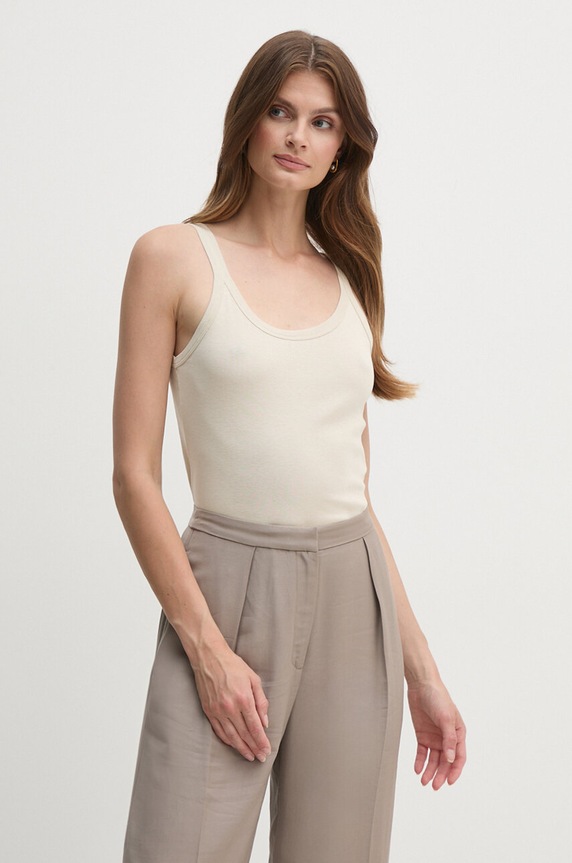 United Colors of Benetton top bawełniany beżowy 3GA2E8397