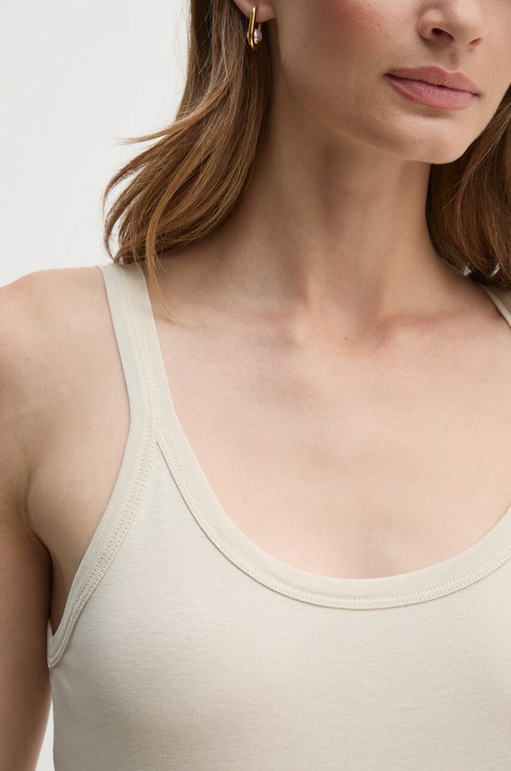 United Colors of Benetton top bawełniany 3GA2E8397 beżowy