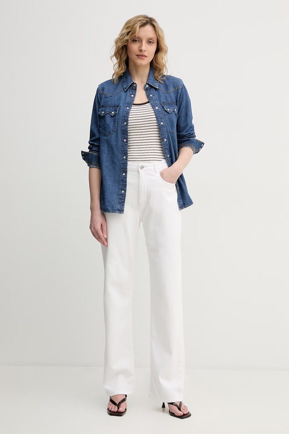 United Colors of Benetton košulja za žene traper 5RZKDQ06T plava SS26