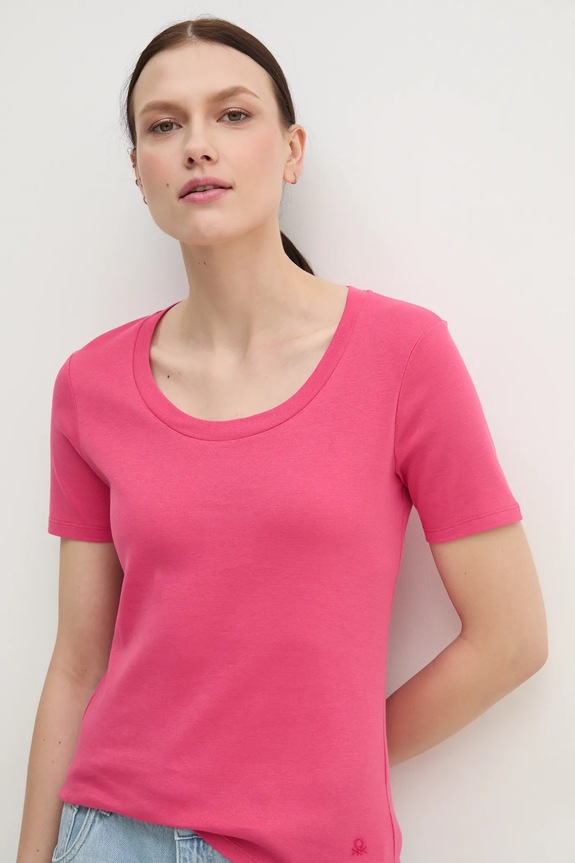 Odjeća Pamučna majica United Colors of Benetton 3GA2D1066 roza