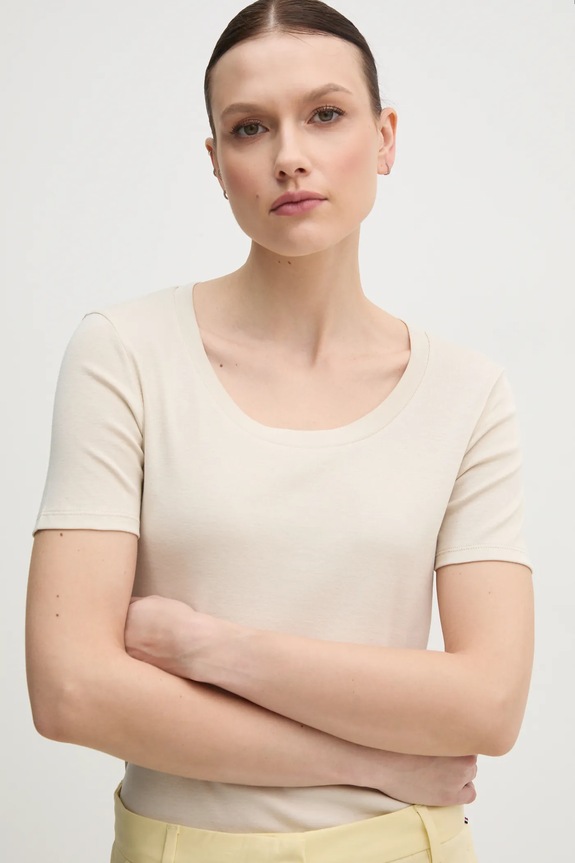 Памучна тениска United Colors of Benetton бежов 3GA2D1066