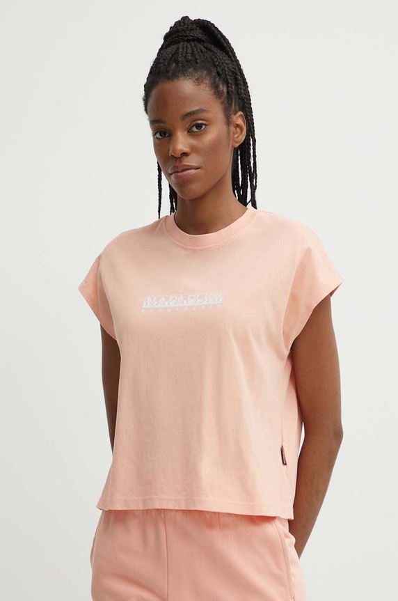 Napapijri t-shirt bawełniany S-Box nadruk pomarańczowy NP0A4HX3P1I1