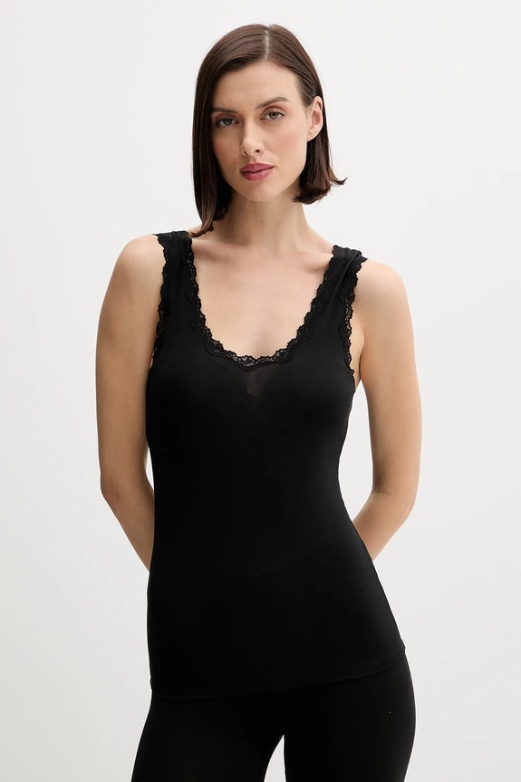 United Colors of Benetton top damski z modalu z elastanem czarny 3OVL1H009