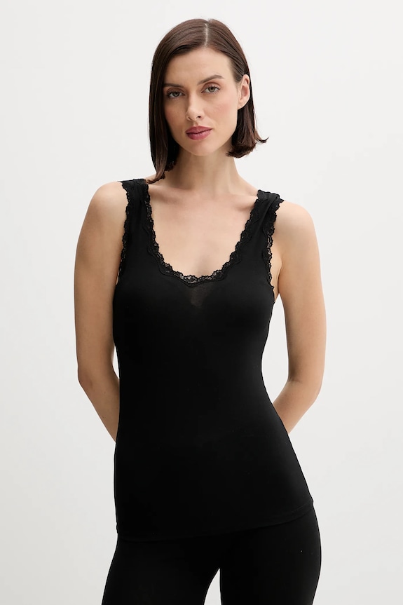 United Colors of Benetton top damski z modalu z elastanem czarny 3OVL1H009