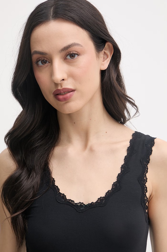 Odzież United Colors of Benetton top damski z modalu 3OVL1H009 czarny