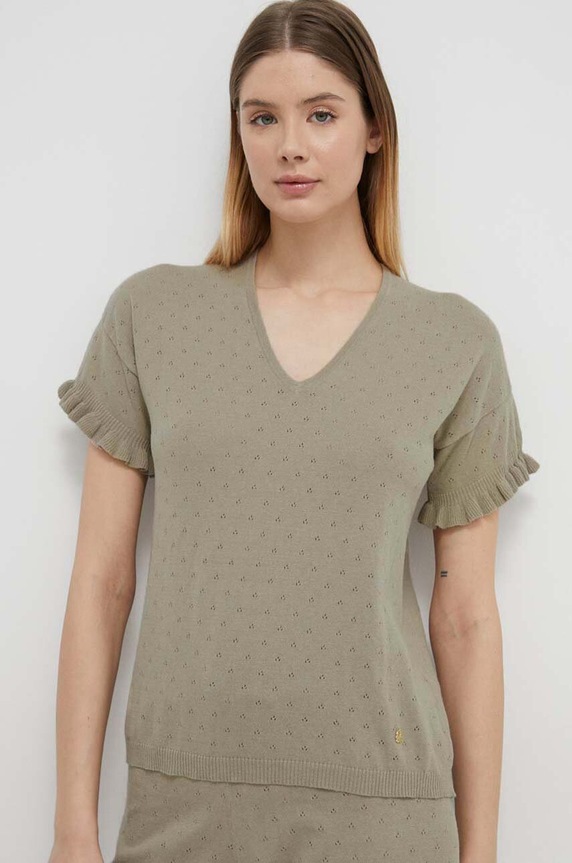 United Colors of Benetton t-shirt lounge bawełna zielony 10C13M01O
