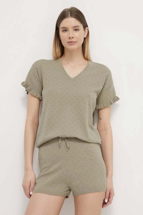 United Colors of Benetton t-shirt lounge 10C13M01O zielony SS24