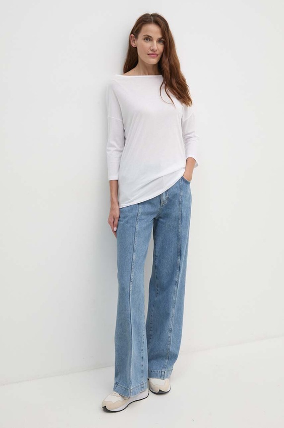 Majica dugih rukava Sisley 3QU4L12EE bijela AW25