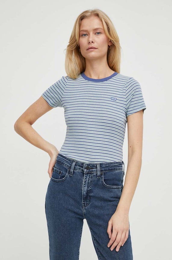 Bavlněné tričko Levi's námořnická modř 37697