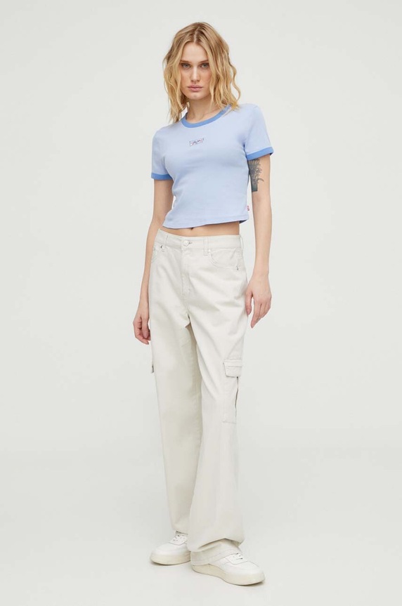 Bavlněné tričko Levi's A3523 modrá SS24