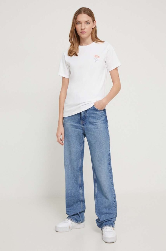 Îmbrăcăminte Converse tricou din bumbac 10026041.A01 alb