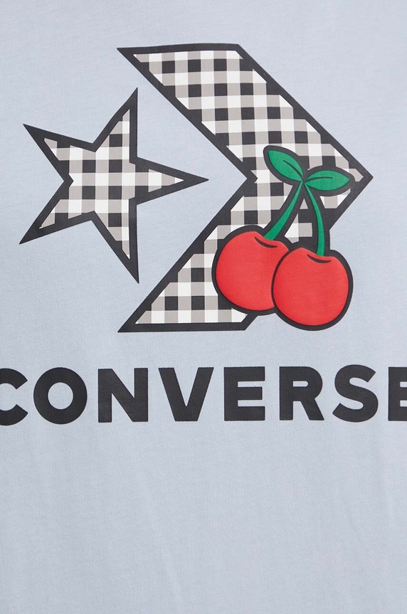 Bavlněné tričko Converse 10026042.A04 modrá