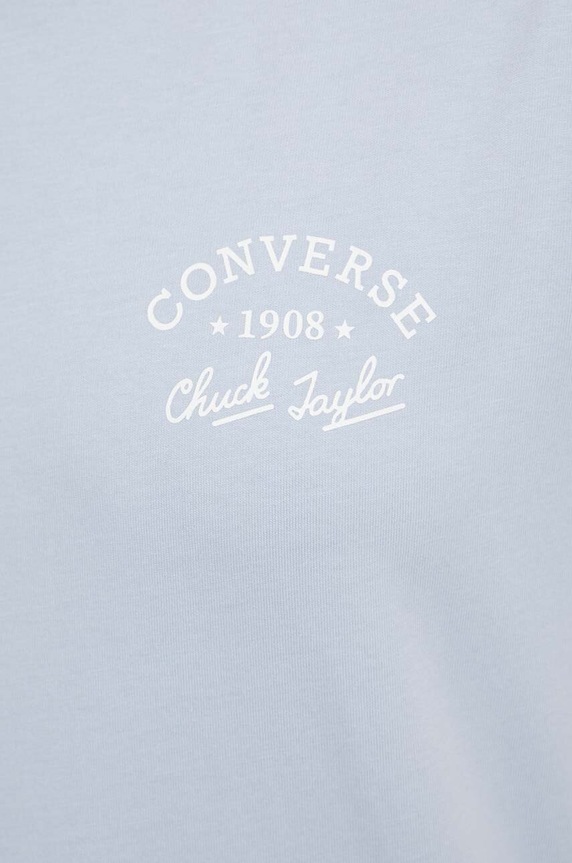 Βαμβακερό μπλουζάκι Converse 10026048.A03 μπλε