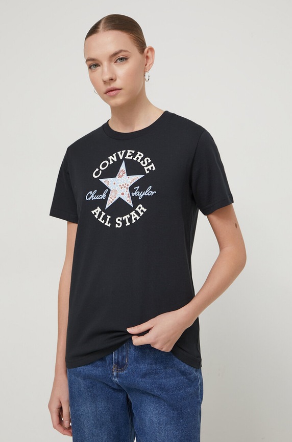 Converse tricou din bumbac print negru 10026049.A03