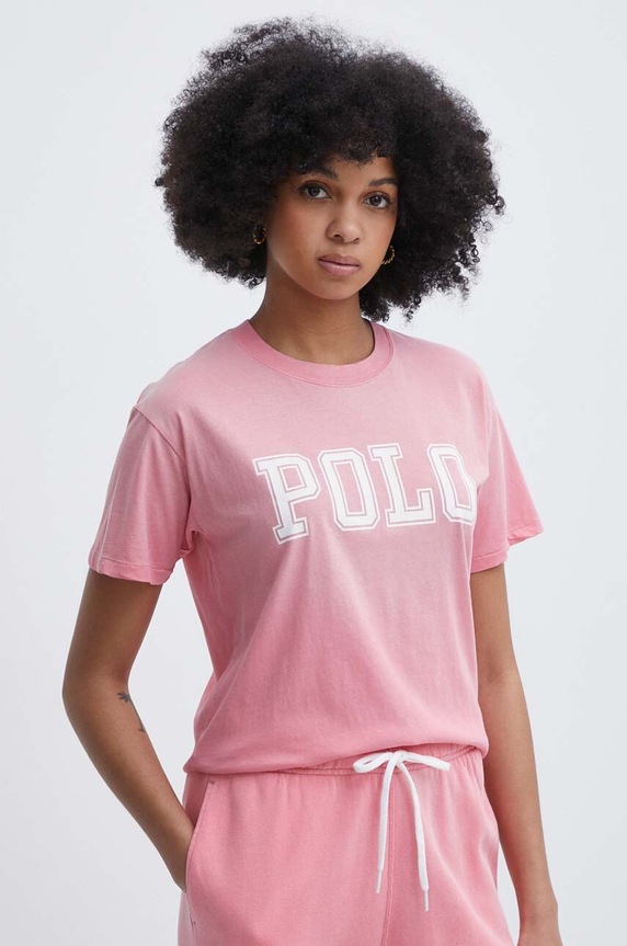 Bavlněné tričko Polo Ralph Lauren potisk růžová 211935591