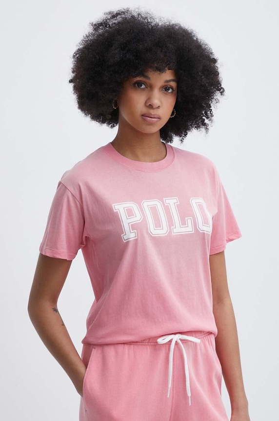 Bavlněné tričko Polo Ralph Lauren potisk růžová 211935591