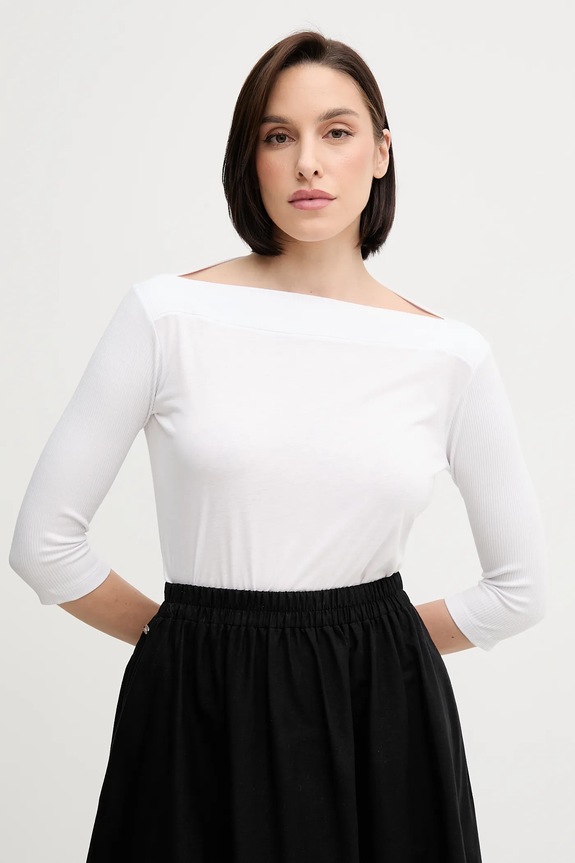 Μπλουζάκι Sisley με ελαστάν λευκό 3QU4L100M