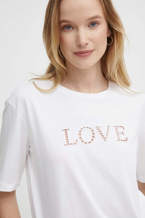 Sisley tricou din bumbac alb 3AIRL1056
