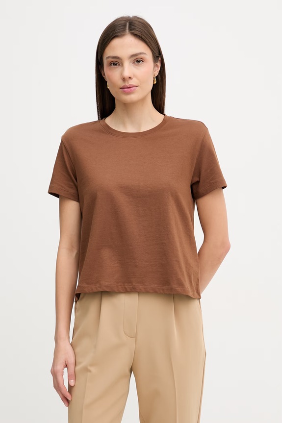 Sisley tricou din bumbac maro 3I1XL101S