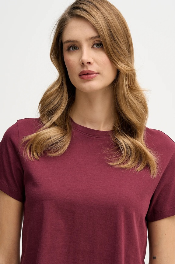 Sisley t-shirt bawełniany bordowy 3I1XL101S