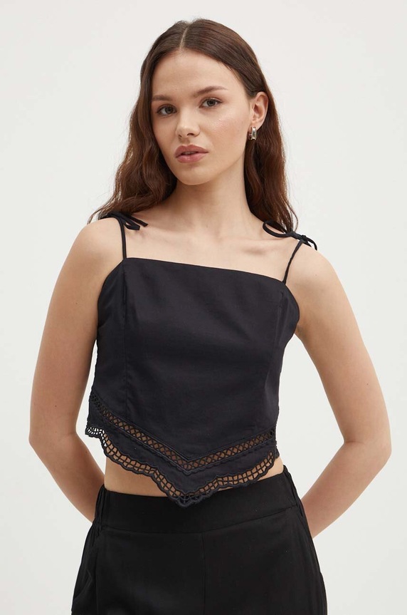 Sisley top din bumbac uni negru 5WDVLH014