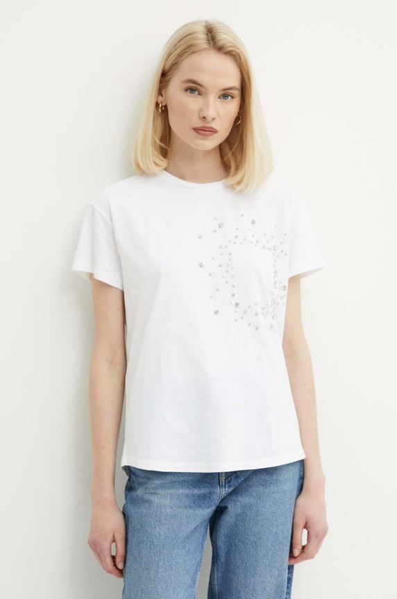 Sisley t-shirt bawełniany biały 3F1QL1054