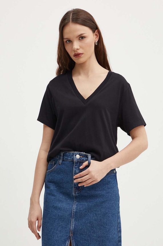 Sisley t-shirt bawełniany bawełna czarny 3I1XL400L