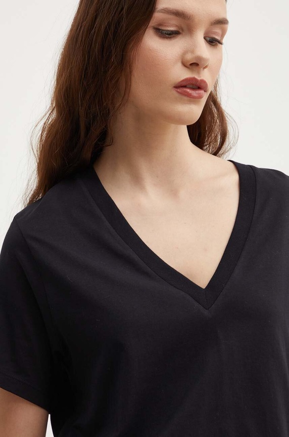 Sisley t-shirt bawełniany czarny 3I1XL400L