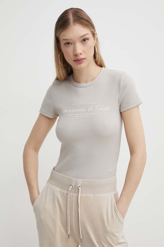 Abercrombie & Fitch t-shirt aplikacja beżowy KI157.4021.410