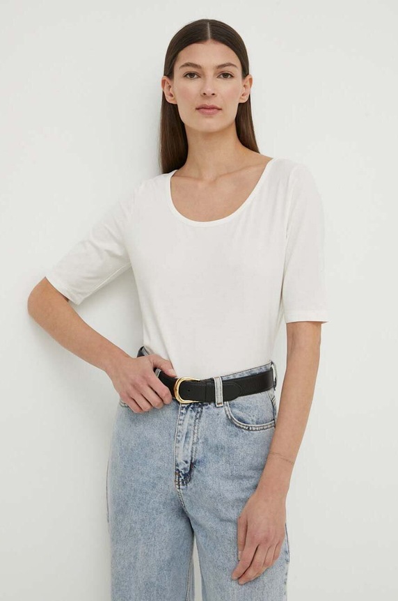 Marc O'Polo t-shirt elasztánnal bézs 403308751355