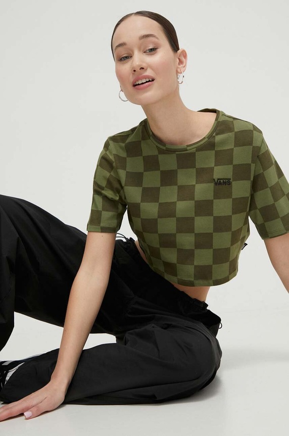 Vans t-shirt bawełniany wzorzyste zielony VN000GB5AMB1